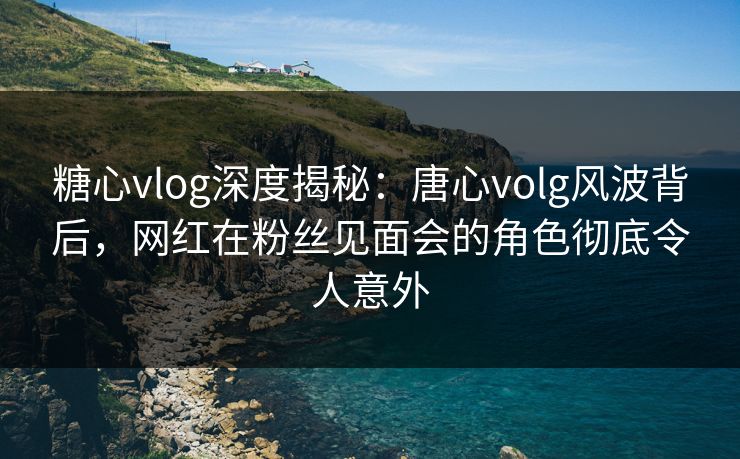 糖心vlog深度揭秘：唐心volg风波背后，网红在粉丝见面会的角色彻底令人意外