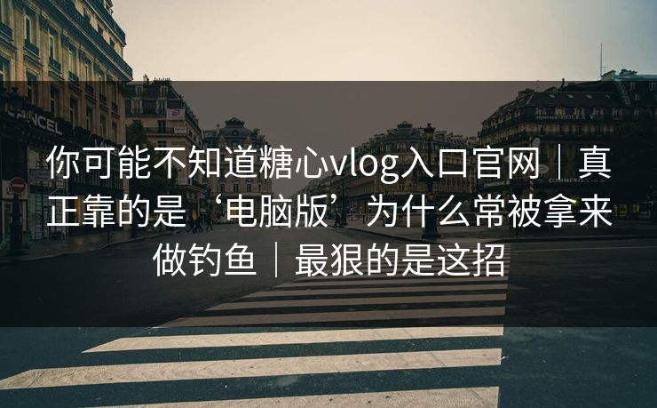 你可能不知道糖心vlog入口官网｜真正靠的是‘电脑版’为什么常被拿来做钓鱼｜最狠的是这招