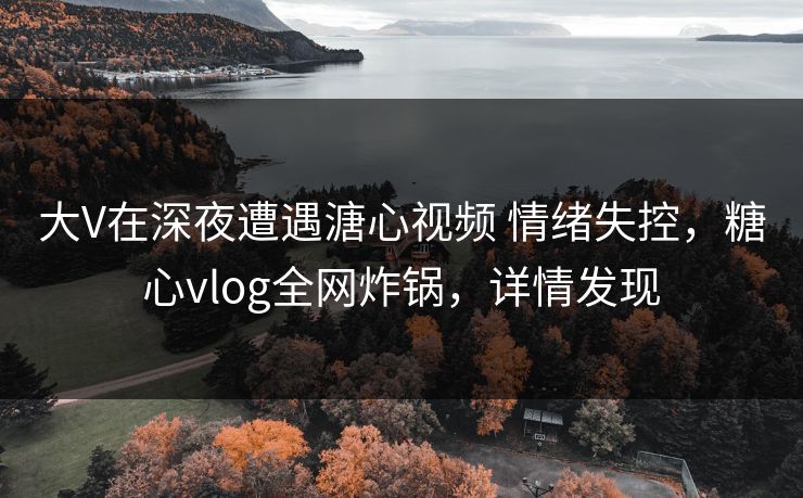 大V在深夜遭遇溏心视频 情绪失控,糖心vlog全网炸锅,详情发现