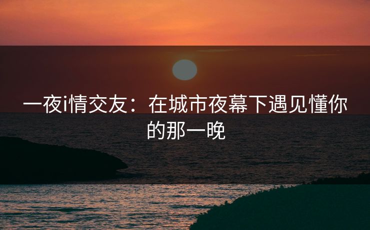 一夜i情交友：在城市夜幕下遇见懂你的那一晚