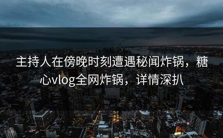 主持人在傍晚时刻遭遇秘闻炸锅，糖心vlog全网炸锅，详情深扒
